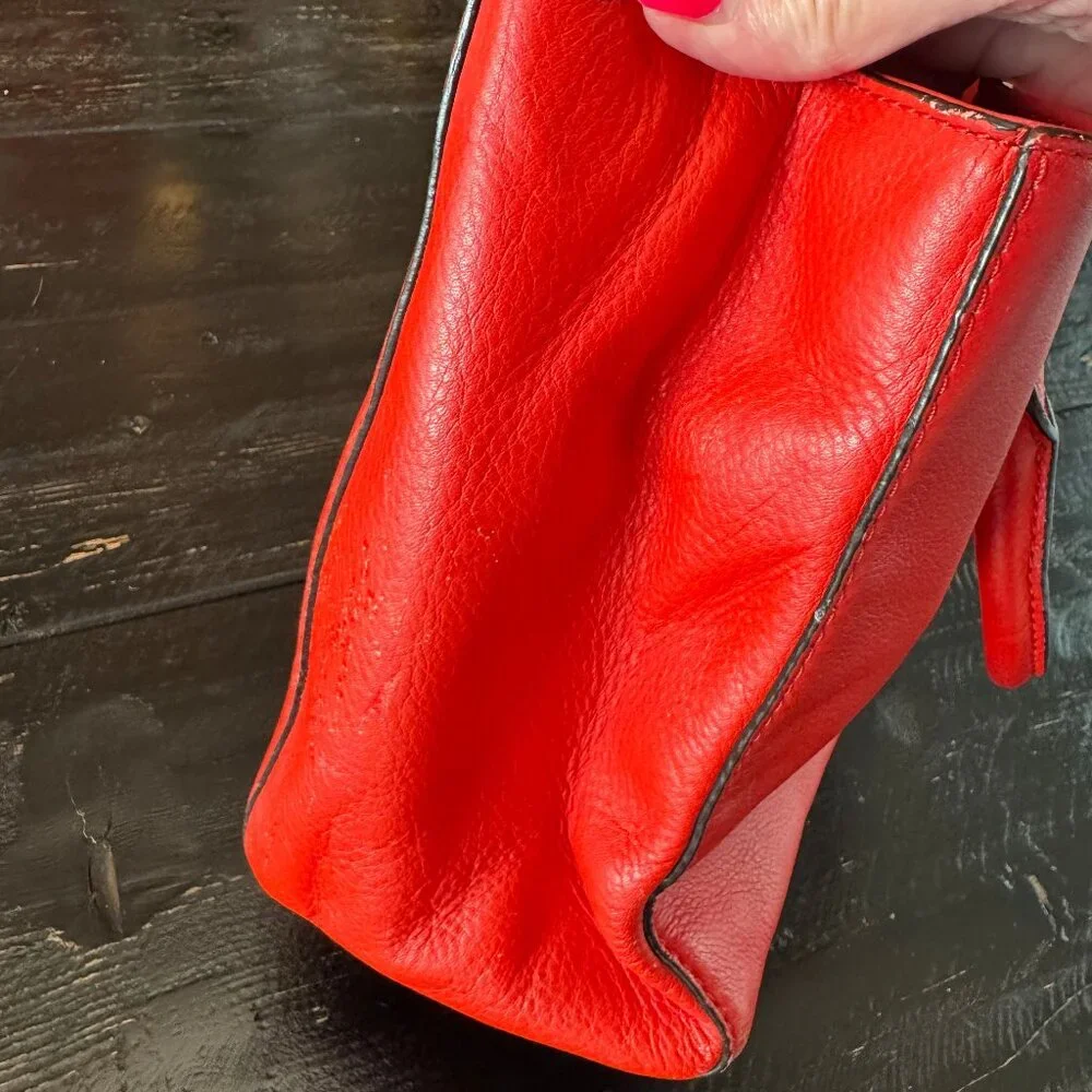 Michael Kors Red Leather Tote Bag - Picture 7 of 8